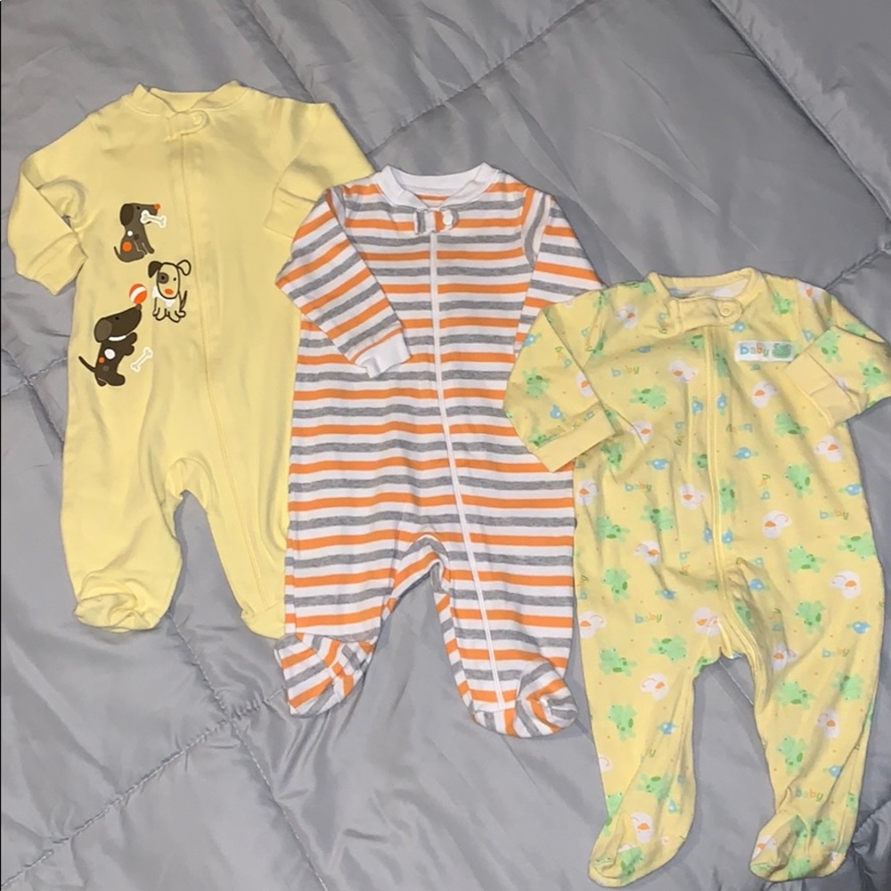 (2 for $15) Bundle of 3 footed pajamas